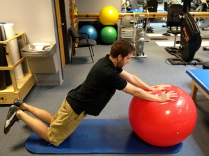 Exercise ball ab roll