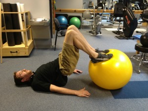 Exercise ball leg curl