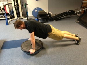 BOSU plank, platform up