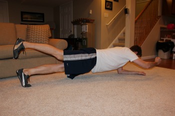 Plank with same side arm and leg lifts