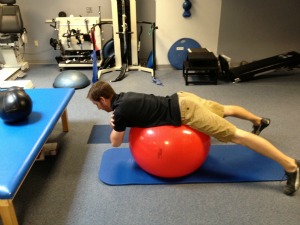 Back extension on exercise ball