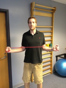 Bilateral shoulder external rotation with band