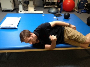 Sidelying shoulder internal rotation